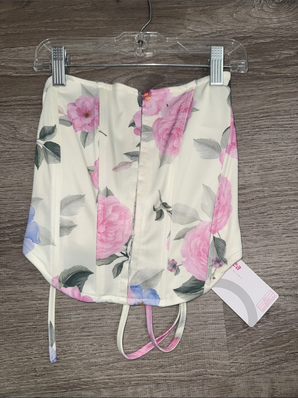 Floral Corset Top with Pink Rose Print